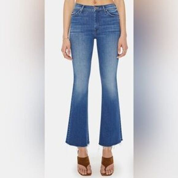 Mother The Weekender Fray Flare Mid Rise Jeans Connect The Dots Blue 27 - Picture 1 of 13